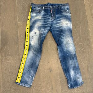 DSQUARED2 Blue Jeans with Yellow Side Stripe
